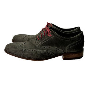 Cole Haan Dress Shoes Mens 11M Wingtip Colton Lace Oxfords Gray Distressed Suede